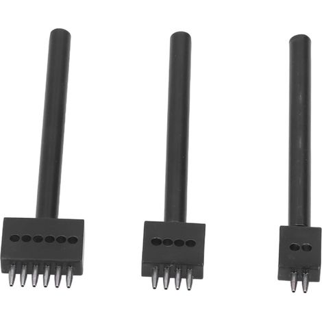 Leather Punching Tool Set, Leather Craft, 3 Pieces, Professional Design, High Hardness, Toothed Punching Tool Set, Belts (steel 3) (1/5)