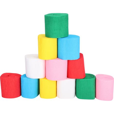 12 rouleaux de papier crépon à faire soi-même pour décorations d'anniversaire, mariage, Noël et autres fêtes (1/5)