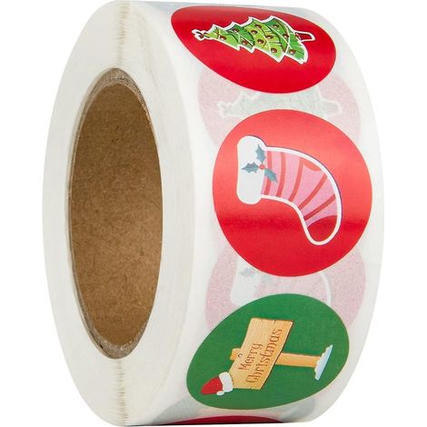 500 autocollants décoratifs de Noël, autocollants pour cadeaux de Noël, papier kraft adhésif