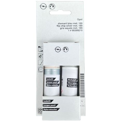 Pintura de retoque original para OPEL 189 (Z189): Pintura para coche + Barniz transparente 2x12 ml