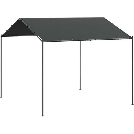 Tente pare-soleil en toile à structure en acier gris anthracite de 3 x 3 mètres (1/5)