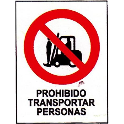 Cartello 40x30 divieto di trasporto persone - PLASTICA, alta visibilità, per interni ed esterni