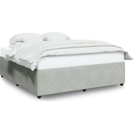 Lit double Lit adulte Cadre de lit sans matelas gris clair 180x200 cm velours (1/5)