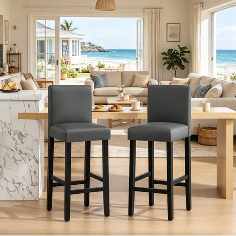 Sgabelli da bar con schienale, set da 2, 41 x 37,5 x 110 cm, nero/grigio, OKMYHOME (1/5)