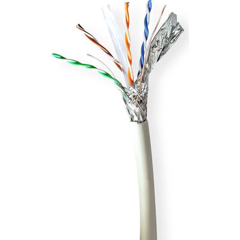 Cable de red CAT6a, 305 m, SF/UTP, cobre macizo, gris
