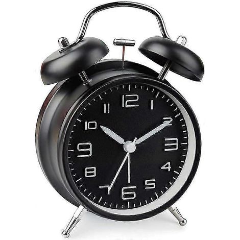 Un réveil à double sonnerie de 10 cm avec veilleuse, alimenté par piles et doté d'une alarme puissante, idéal pour les gros dormeurs. (1/4)