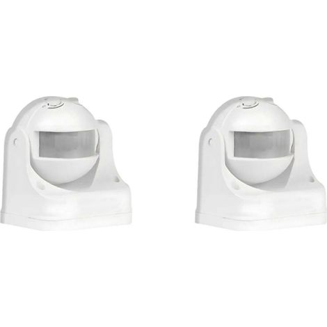 Deux détecteurs de mouvement infrarouges muraux, 1200 W, portée jusqu'à 12 mètres, indice de protection IP44 - pour la commande d'éclairage domotique QAQ (1/5)