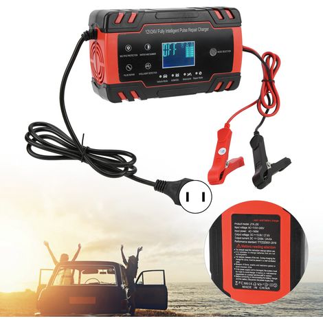 Chargeur de batterie 12 V/24 V pour voiture et moto (large plage de tension : 110 V-240 V), norme américaine. (1/5)