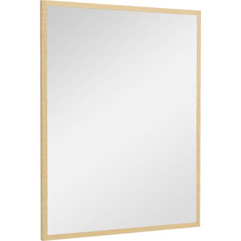 Miroir mural rectangulaire cadre bois naturel 90 x 70 cm