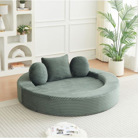 Divano letto 4 in 1 180x92 cm in tessuto a coste verde modulabile - CHICFURN (1/5)