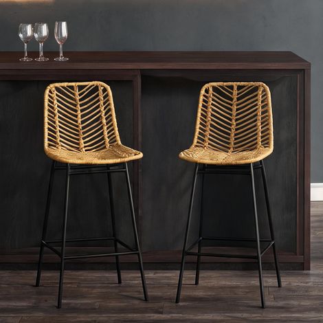 Tabouret de bar en résine tressée rotin PE 42,5 x 52 x 102 cm (1/5)