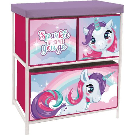 Meuble de rangement à 3 paniers - Licorne