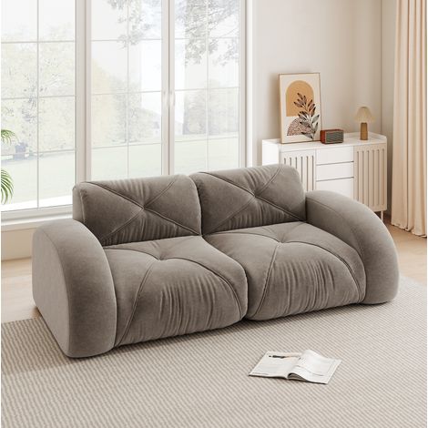 Sofá modular de 2 plazas sin estructura, chenilla marrón, 204 x 95 x 76 cm HAVRYA (1/5)