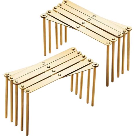 2 présentoirs à couvercles de casseroles, en acier inoxydable doré, pliables, pour assiettes et couvercles en verre (1/5)