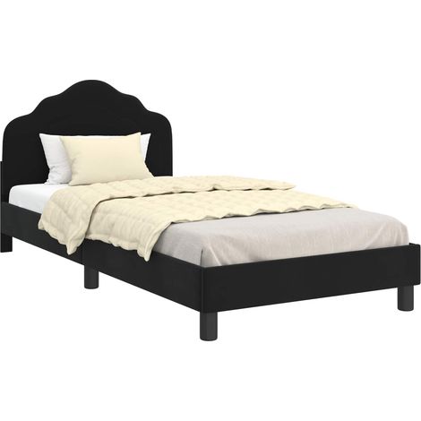 Children's Bed Frame with Headboard Black 90 x 200 cm Velvet vidaXL