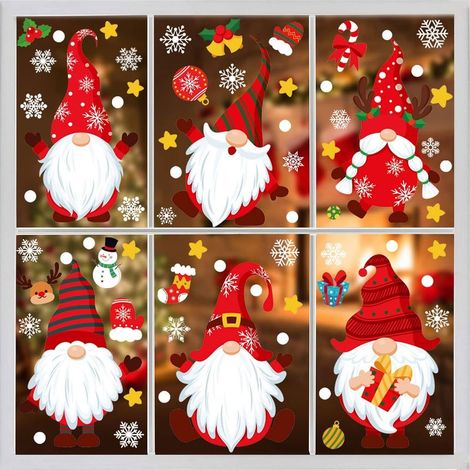 Pegatinas navideñas para ventanas, decoraciones navideñas para ventanas, pegatinas navideñas, pegatinas para fiestas navideñas, adhesivos de PVC reutilizables y removibles para ventanas, adhesivos de  (1/5)