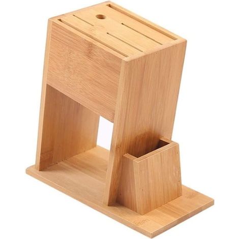 Support pour ustensiles de cuisine en bois de bambou, support pour ustensiles de cuisine, organisateur de couteaux pour encimera de cuisine (1/5)