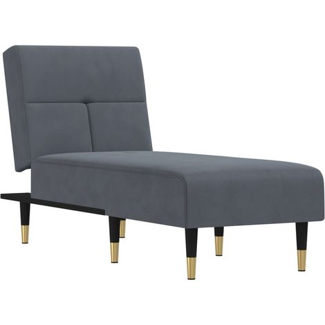 Méridienne chaise longue pour intérieur trois positions convertibles en velours gris foncé DEC026186