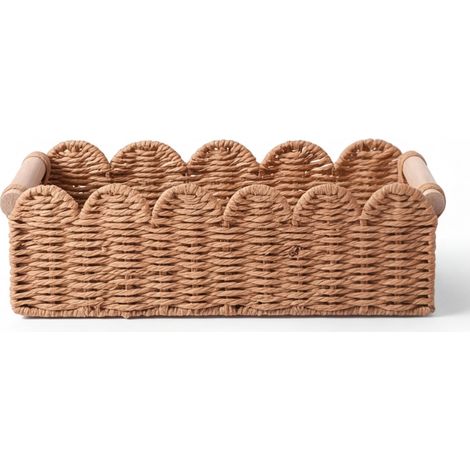 Panier osier WC 35cm - Bohème bois massif salle bain (1/5)