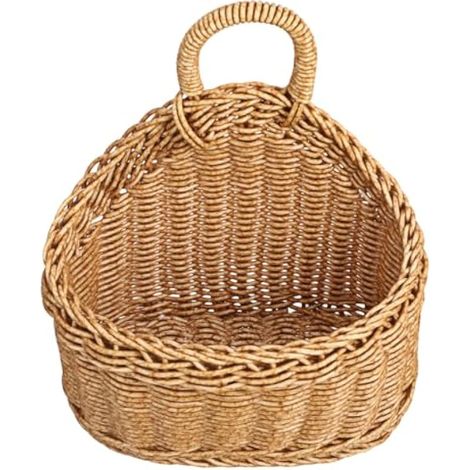 Gadpiparty Panier de rangement suspendu en plastique tissé pour cuisine, ail, oignon, légumes, panier mural, robuste, facile à nettoyer, organiseur de qualité alimentaire (1/5)