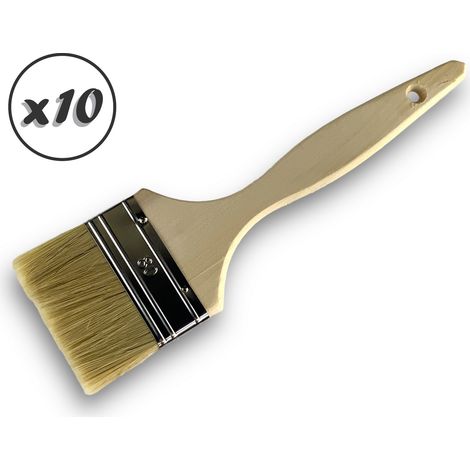 Lot de 3 pinceaux queue de morue Soie blanche Largeur 80 mm Epaisseur simple tous types de travaux Peinture huile acrylique colle lasure teinture apprêt résine Kibros 32080x10