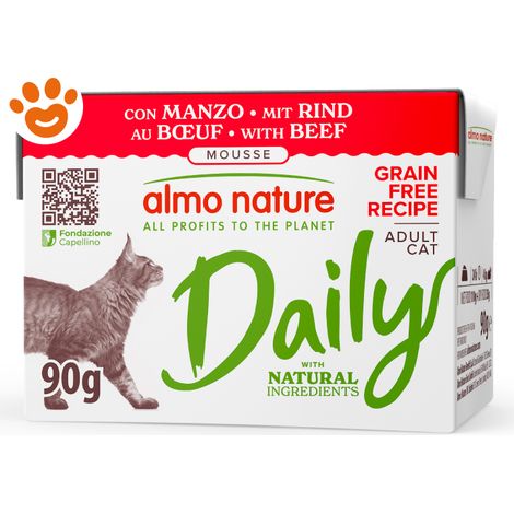 Almo Nature Cat Daily Grain Free Tetra Recart Mousse con Manzo - Confezione 90 Gr -