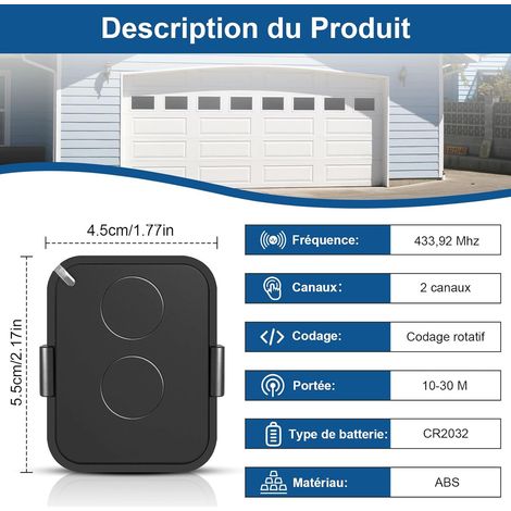 Set di 2 telecomandi ON2E, trasmettitore a 2 canali da 433,92 MHz, telecomando per cancelli, codice rolling sicuro, compatibile con ricevitori automatizzati. (1/3)
