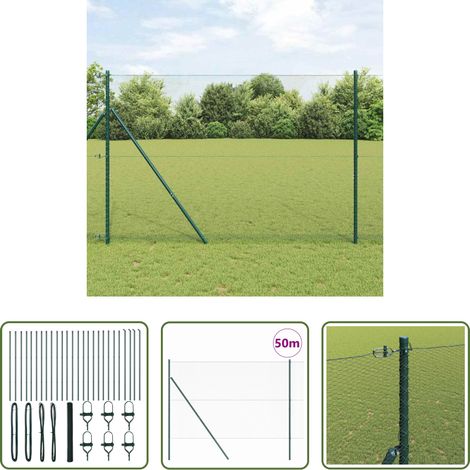 Poteaux de clôture -  Poteau de clôture. Vert 50 x 1,6 m (maille de 13 mm) (1/5)