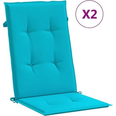 Un ensemble de deux coussins de chaise à dossier haut en tissu turquoise (1/5)