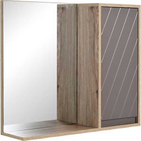 Armoire murale de salle de bain grise et chêne. 57 x 14,2 x 49,2 cm