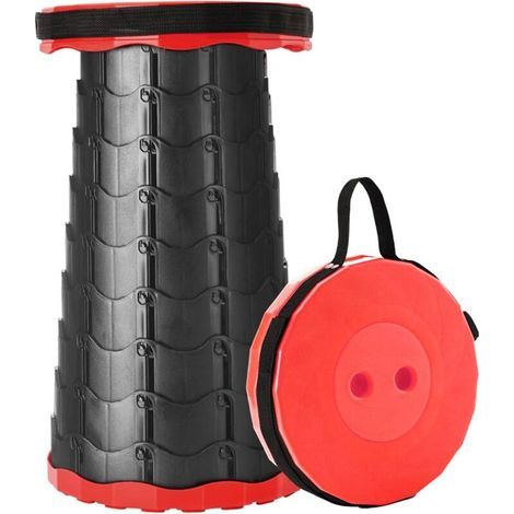 Lntyq Tabouret pliable, épais, portable, rétractable, pour la pêche, la randonnée, les barbecues, les fêtes et les activités de plein air (rouge) (1/5)