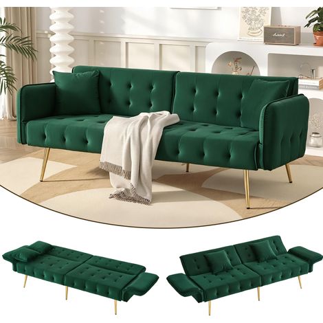 Canapé-lit 178x82 cm vert – dossier et accoudoirs réglables, sans matelas (1/5)