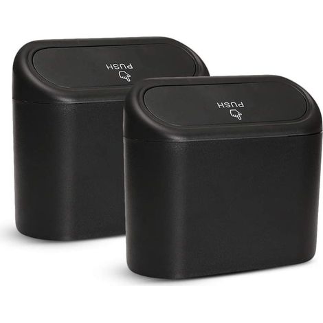 Petite poubelle de voiture, boîte de rangement pour voiture, ensemble de 2 pièces : petite poubelle de voiture étanche avec couvercle, boîte de rangement suspendue portable pour voiture ou bureau (noi (1/5)