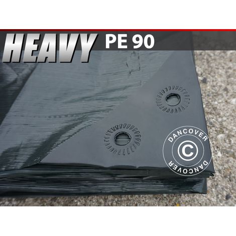 Tarpaulin 4x6 m, PE 90 g/m², Reinforced, Dark Green - Dancover (1/2)