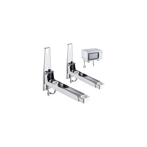 Supports Micro ondes Acier Inoxydable, 2 Pièces avec Crochets, Étagère Murale Pratique et Moderne (1/4)