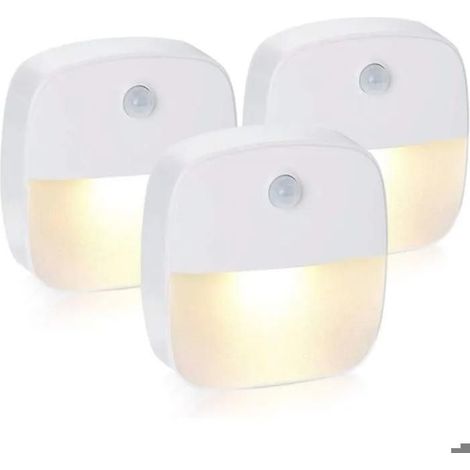 HOXILEELEOVeilleuse Led,Lampe de Nuit Murale autocollante avec Détecteur de Mouvement et Capteur de Lumière,Veilleuse Enfant LED (Blanc Chaud) (1/4)