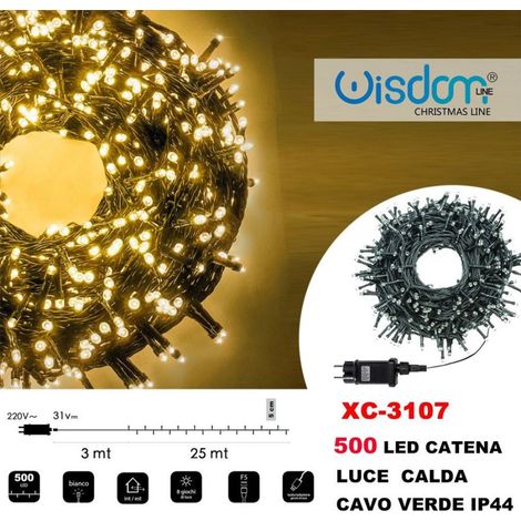 Trade Shop - Cadena De Luz 500 Leds Luciérnagas Luz Cálida Cable Verde Ip44 Xc-3107 -