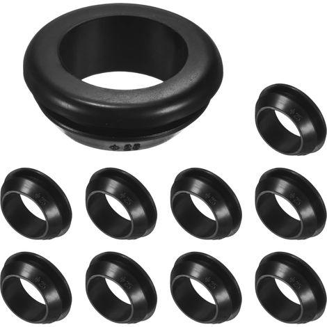 10-Pack Passe-câbles En Caoutchouc Pour Garde-corps, Trou De Perçage 25mm Anneau Œillet 20mm ID Joint Pour Câblage, Câble, Automobile, Passe-câble Voiture [Noir] (1/5)