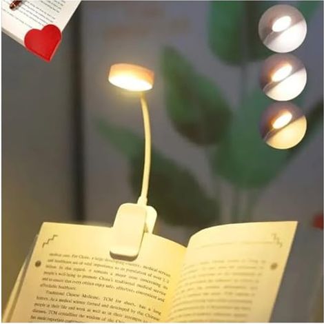 Wiederaufladbare Leselampe mit 3 Lichtmodi und Augenschutz – Langlebiger Akku, 360° flexible Klemmleuchte (1/5)