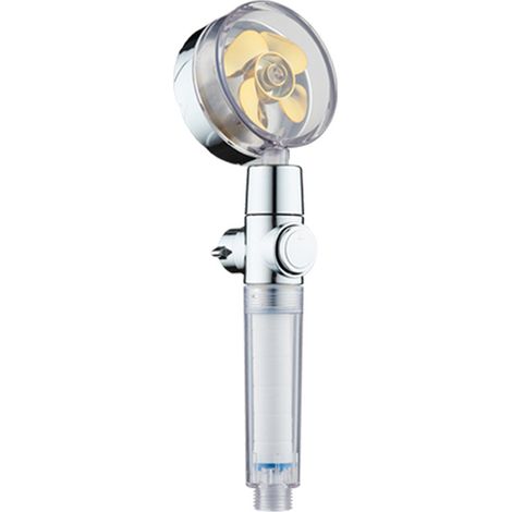 Handbrause mit Turbo-Ventilator, Ein-/Aus-/Pause-Schalter, Baumwollfilter, Hochdruck, drehbare G1/2-Düse, einstellbare Durchflussmenge, Ersatzduschkopf für Badezimmer (1/5)
