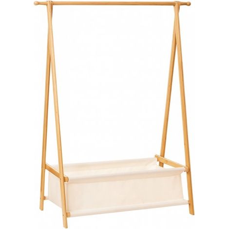 Portant à vêtements - Bambou - Portant à vêtements pliable pour enfants - Avec tissu Oxford - Boîte de rangement (1/5)