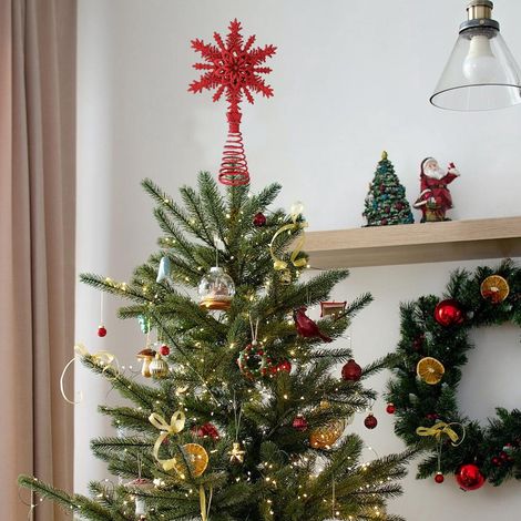 Étoile Pour Sommet De Sapin De Noël - En Fer - Rouge - 21 x 11,3 cm - Décoration Intérieure - 1 Pièce (1/5)