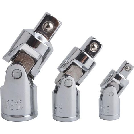 (3 Pièces Argent)Cardan Douilles Joint Universel Impact Augmentateur Réducteur Adaptateur Pivotant Pour Moteur CR-V Acier Fini Chromé (1/5)