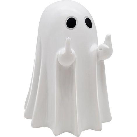 Fantasma con el dedo medio - Decoraciones de Halloween para exteriores - Figura de fantasma adorable - Resina - Decoración para fiestas - Divertido adorno colgante para árbol - Adorno de escritorio hu (1/5)