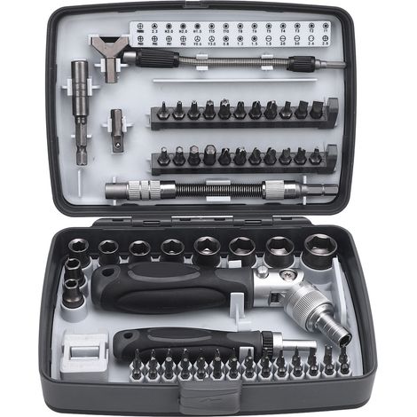 Juego ergonómico de destornilladores de carraca 68 en 1 con mango giratorio de 180° y brocas de precisión, ideal para la reparación de ordenadores. (1/5)