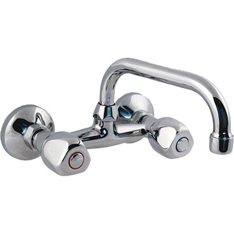 Grifería batería fregadero caño horizontal 110mm 220mm MIRTAK