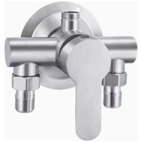 Mitigeur de douche en acier inoxydable, filetage G1/2, robinet mitigeur eau chaude/eau froide, poignée murale en métal (1/5)
