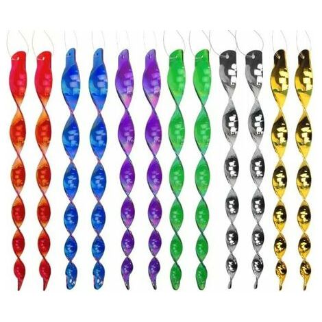 Répulsif Oiseaux, 12 Pièces Épouvantail Spirale Réfléchissante pour Effrayer les Oiseaux, 6 Couleurs (30 cm) (1/5)
