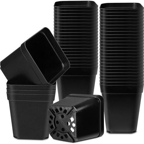 Pots pour semis/bouturage, 6,8 cm, lot de 20 pots carrés en plastique pour pépinière, pots de semis, pots à fleurs, pots pour fruits et légumes (1/4)