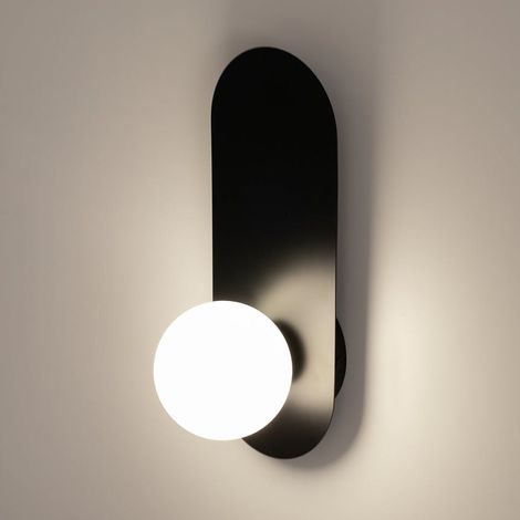 Applique globe en verre avec support noir, style design MESA (1/5)
